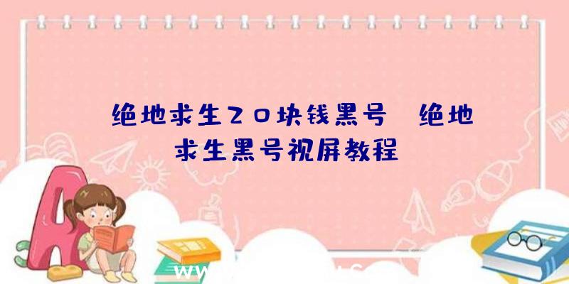 「绝地求生20块钱黑号」|绝地求生黑号视屏教程